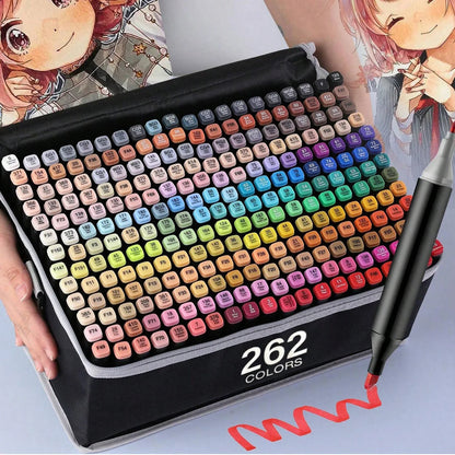 ✍️ InkMaster™ Pro Marker Set – Permanent Dual-Tip Drawing Pens for Artists & Students (24–262 Colors)