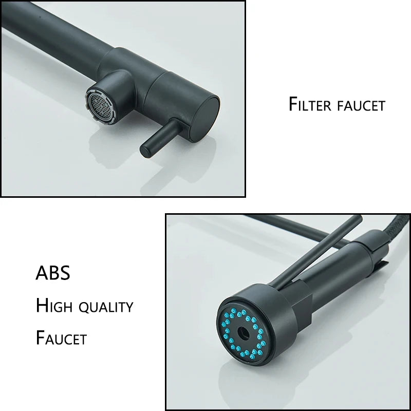 JetStream™ Pro Kitchen Faucet – Hot & Cold Black Tap with 360° Rotation