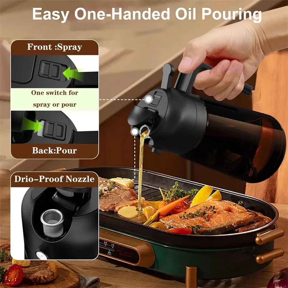 OilEase Pro™ 🫒 – Leakproof 2-in-1 Olive Oil Bottle for Frying, Salads & BBQ