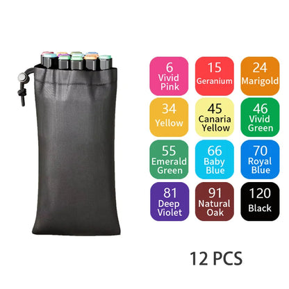 ✍️ InkMaster™ Pro Marker Set – Permanent Dual-Tip Drawing Pens for Artists & Students (24–262 Colors)