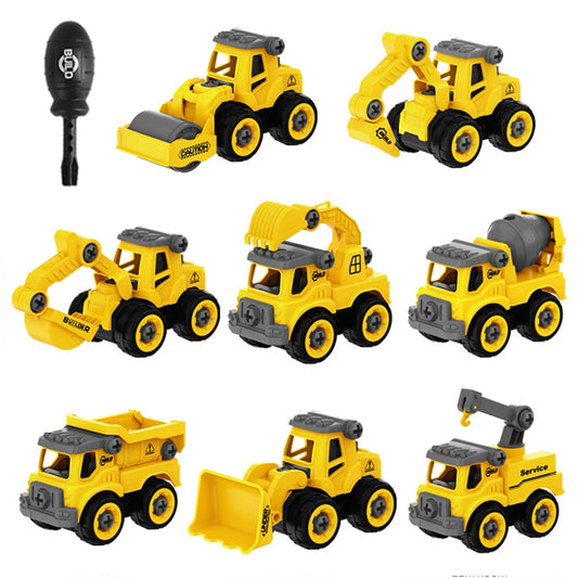 KiddoMachines™ 🚚👷 – 8-Piece DIY Engineering Car Toys for Boys & Girls