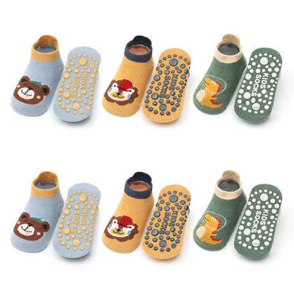 TinyToes™ Animal Socks 🐘🧦 – 6 Pairs Breathable Non-Slip Baby & Toddler Cotton Socks