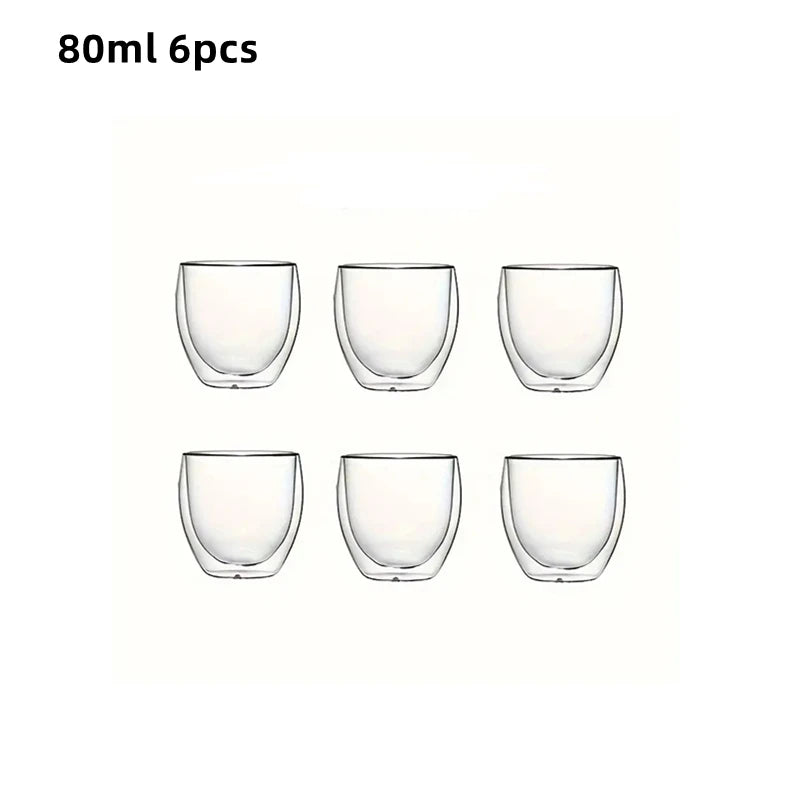 ThermaSip™ Deluxe – Double-Wall Insulated Glass Coffee Cups Set (6pcs) 🔥🧊