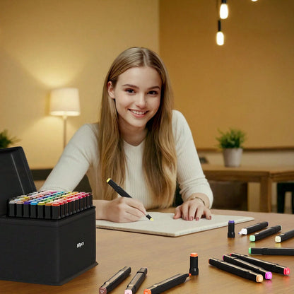 ✍️ InkMaster™ Pro Marker Set – Permanent Dual-Tip Drawing Pens for Artists & Students (24–262 Colors)