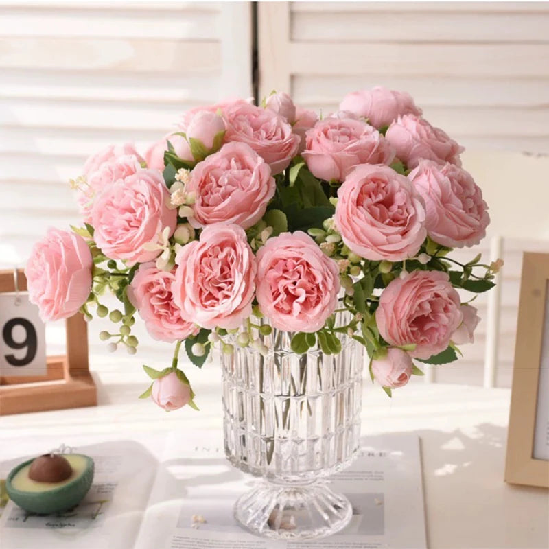 RoseBliss™ – 30cm Peony Silk Bouquet for Weddings & Home Décor