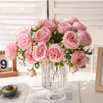 RoseBliss™ – 30cm Peony Silk Bouquet for Weddings & Home Décor