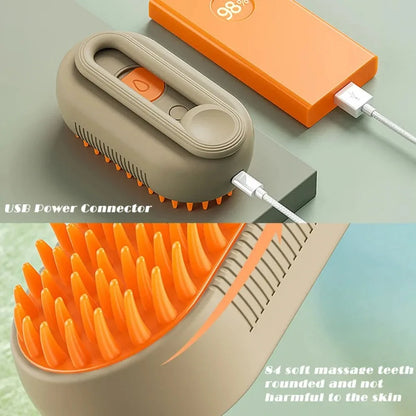 SteamGroom™ 3-in-1 Pet Brush – Electric Steamer, Massager & Deshedder