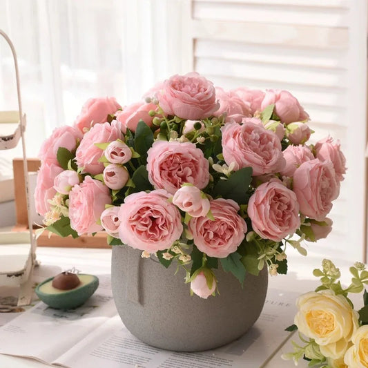 RoseBliss™ – 30cm Peony Silk Bouquet for Weddings & Home Décor