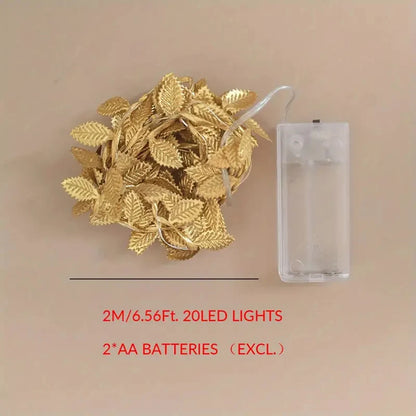TwinkleVine™ 🍃💡 – 2M Battery-Powered Golden Leaf String Lights
