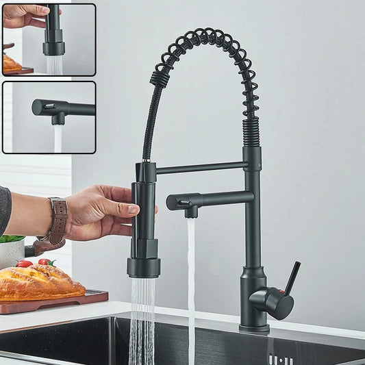 JetStream™ Pro Kitchen Faucet – Hot & Cold Black Tap with 360° Rotation