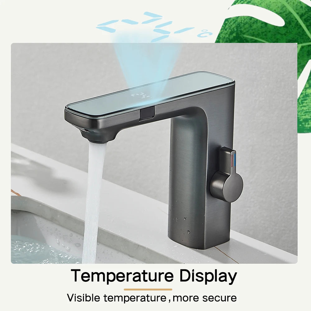 AquaSense Pro™ – Touchless Bathroom Faucet with Smart Display