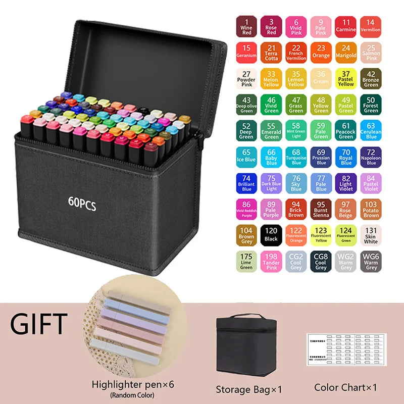 ✍️ InkMaster™ Pro Marker Set – Permanent Dual-Tip Drawing Pens for Artists & Students (24–262 Colors)
