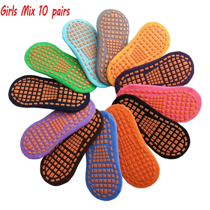 GripMates™ – Anti-Slip Trampoline Socks for Kids & Adults (10 Pairs)