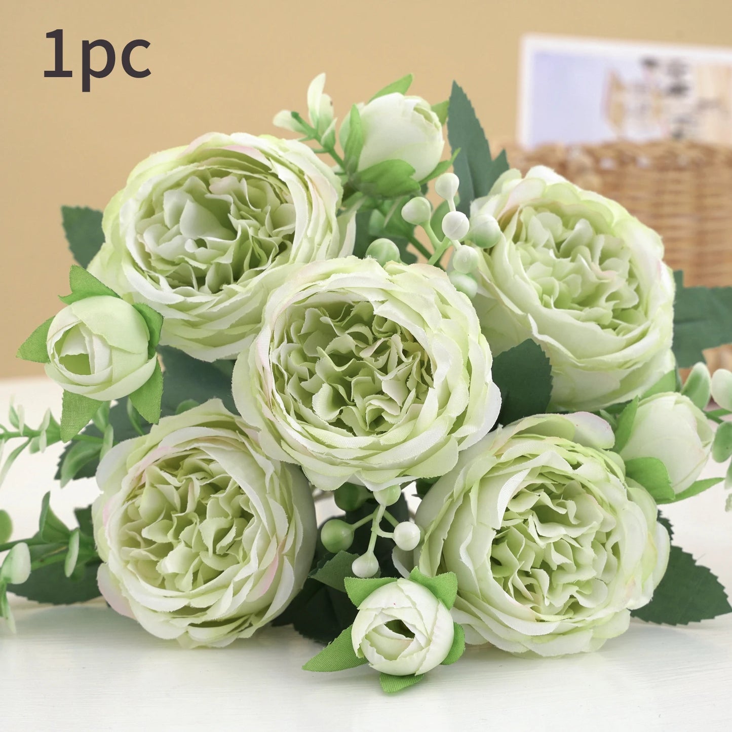 RoseBliss™ – 30cm Peony Silk Bouquet for Weddings & Home Décor