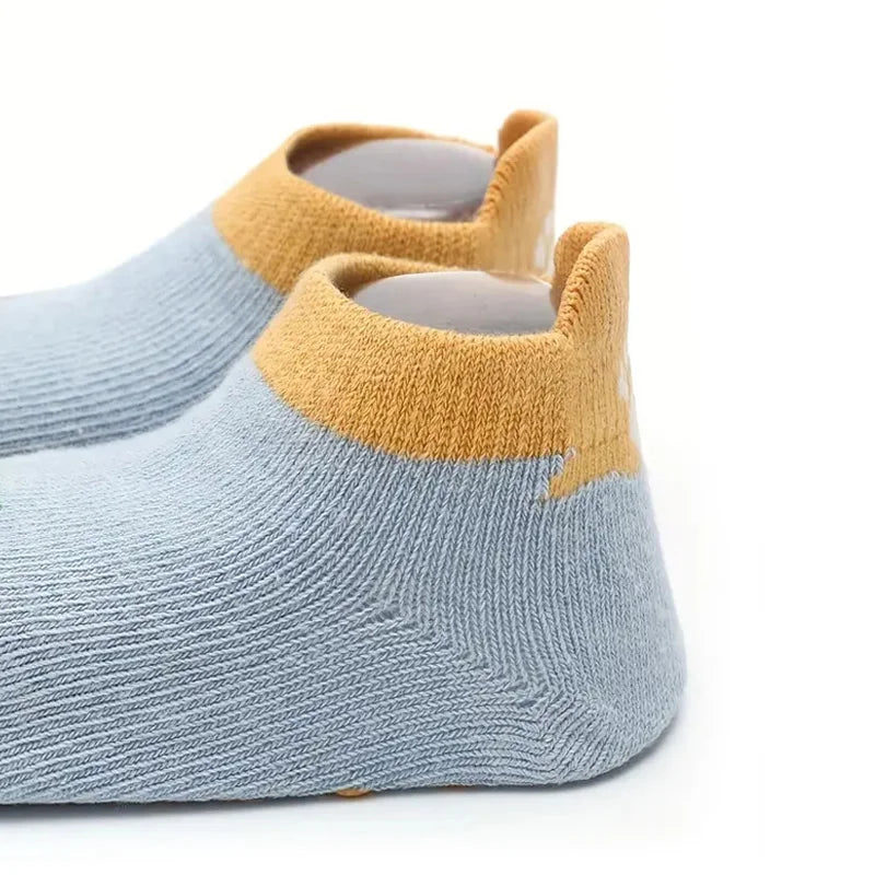 TinyToes™ Animal Socks 🐘🧦 – 6 Pairs Breathable Non-Slip Baby & Toddler Cotton Socks