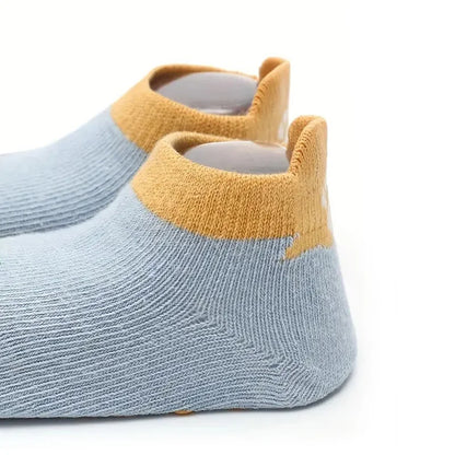 TinyToes™ Animal Socks 🐘🧦 – 6 Pairs Breathable Non-Slip Baby & Toddler Cotton Socks
