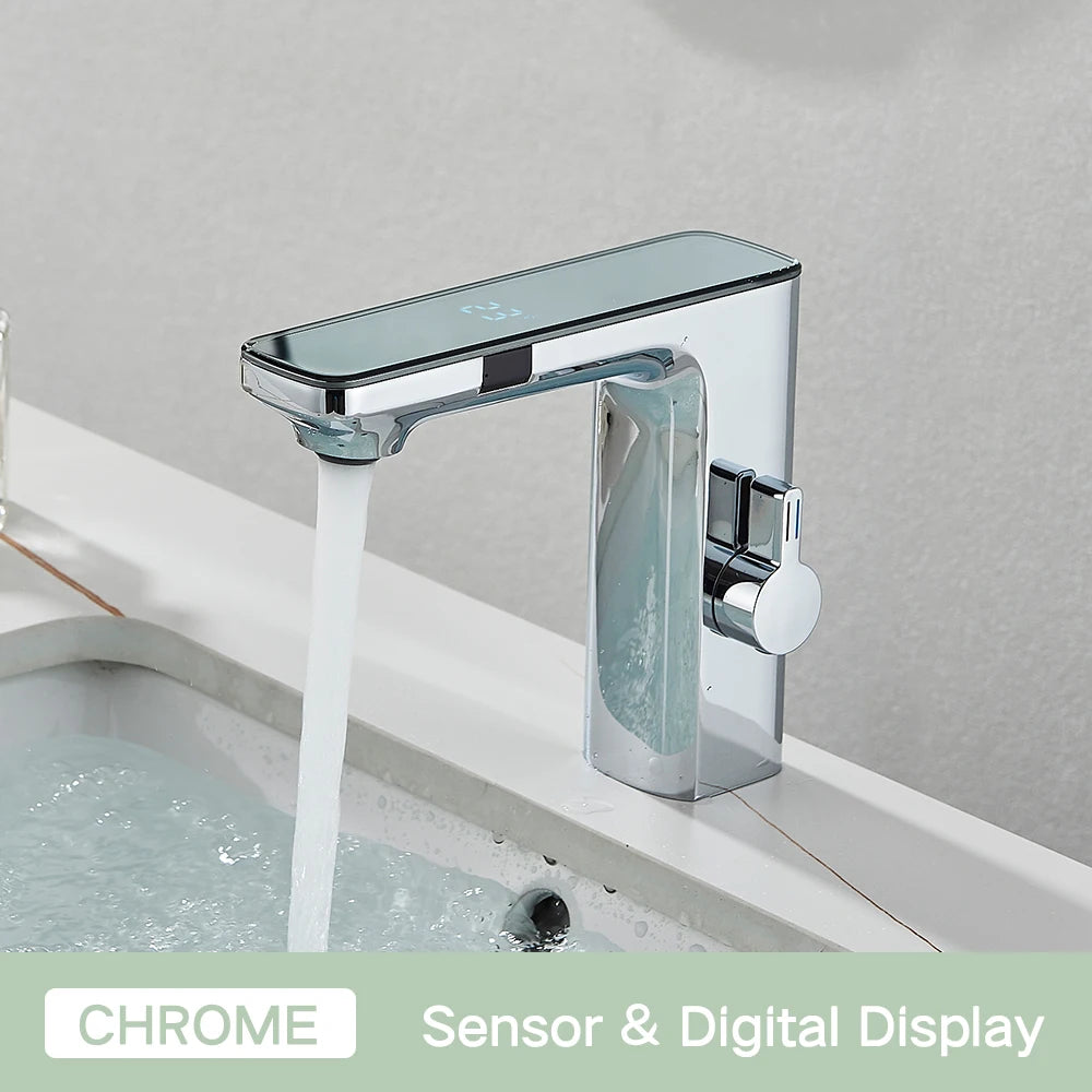 AquaSense Pro™ – Touchless Bathroom Faucet with Smart Display
