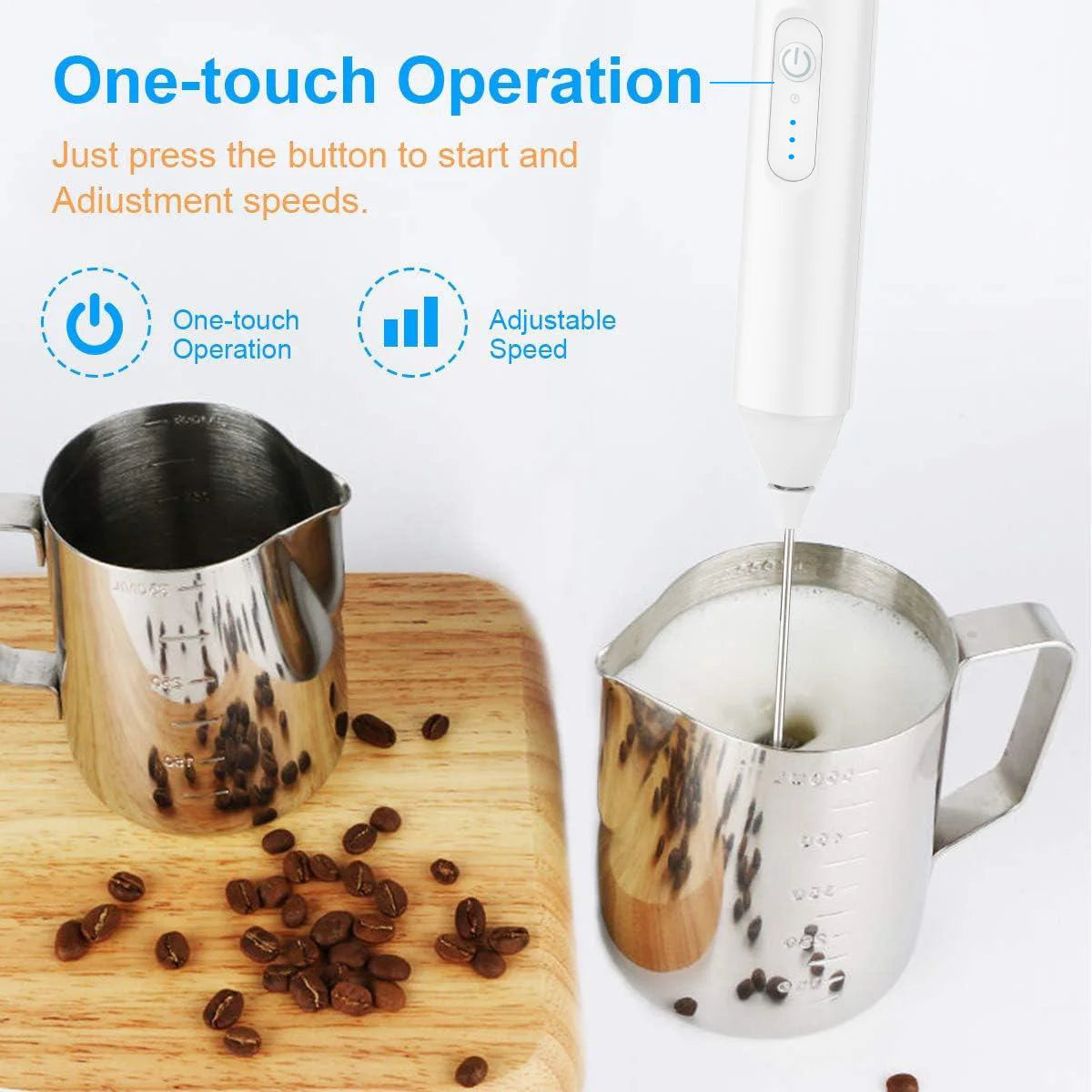 FrothiPro™ 3-Speed Mini Milk Frother & Coffee Mixer