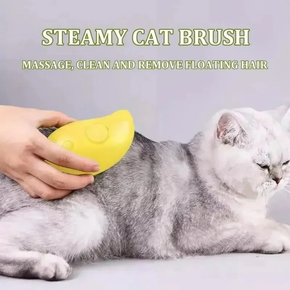 SteamGroom™ 3-in-1 Pet Brush – Electric Steamer, Massager & Deshedder