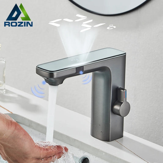 AquaSense Pro™ – Touchless Bathroom Faucet with Smart Display