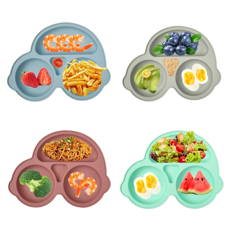 HappyMealMate™ 😊🍽️ – Baby Silicone Suction Plate with Cartoon Design