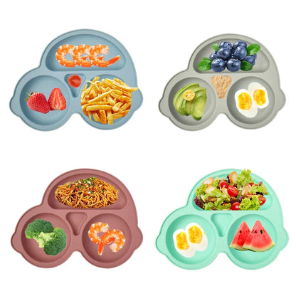 HappyMealMate™ 😊🍽️ – Baby Silicone Suction Plate with Cartoon Design