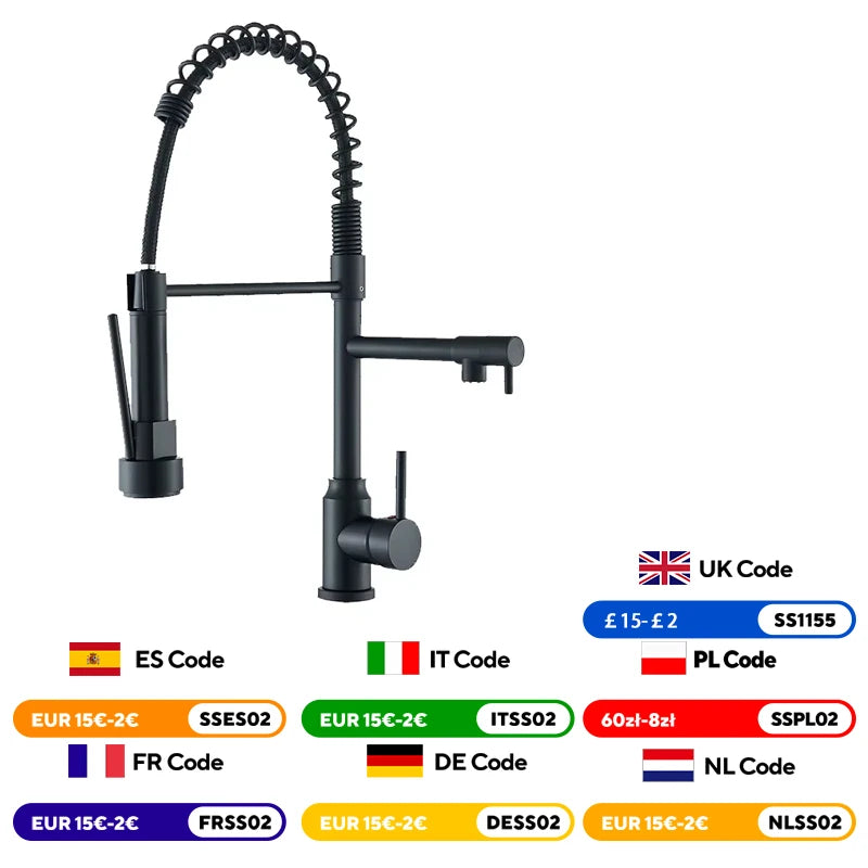 JetStream™ Pro Kitchen Faucet – Hot & Cold Black Tap with 360° Rotation