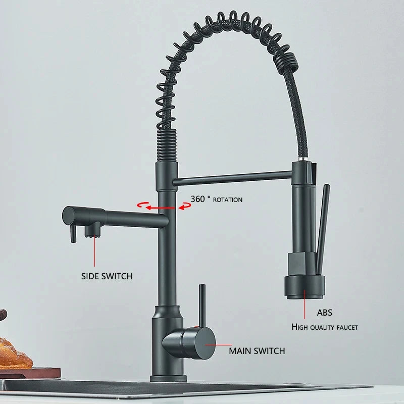JetStream™ Pro Kitchen Faucet – Hot & Cold Black Tap with 360° Rotation