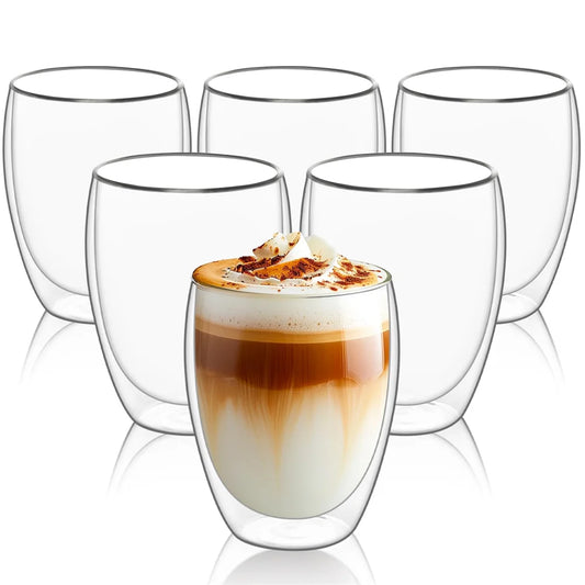 ThermaSip™ Deluxe – Double-Wall Insulated Glass Coffee Cups Set (6pcs) 🔥🧊