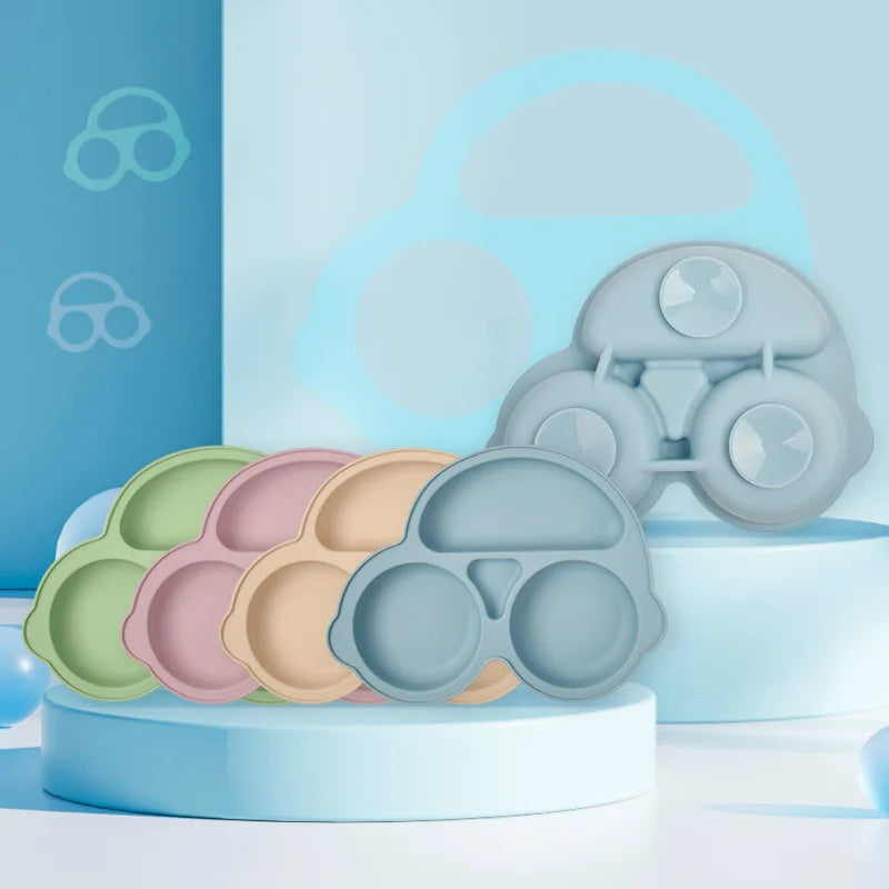 HappyMealMate™ 😊🍽️ – Baby Silicone Suction Plate with Cartoon Design