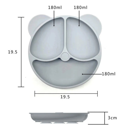 HappyMealMate™ 😊🍽️ – Baby Silicone Suction Plate with Cartoon Design
