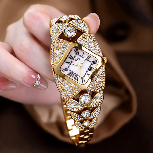 AuroraTime™ 💫🩷 –  Luxury Women’s Wristwatch with Diamonds & Waterproof Design
