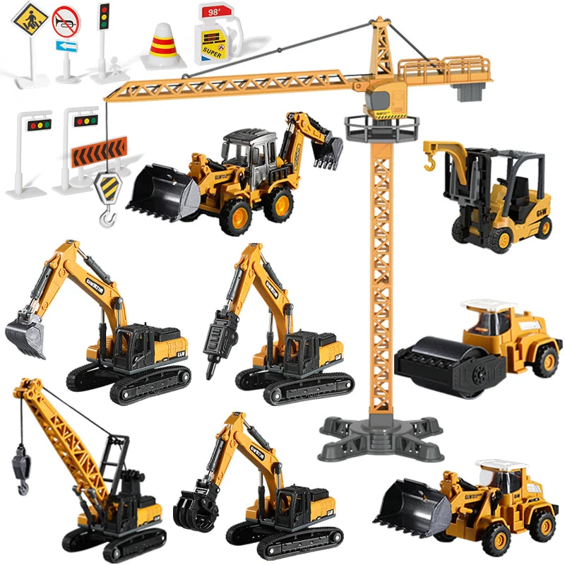 TinyConstruct™ 🏗️ – Mini Metal Construction Vehicles Toy Set
