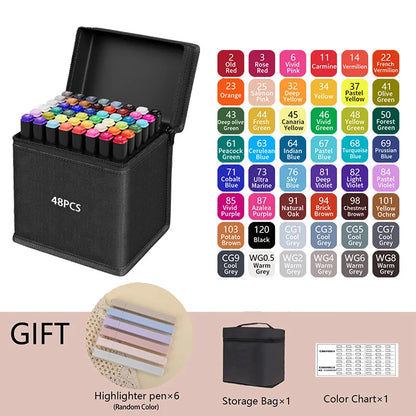 ✍️ InkMaster™ Pro Marker Set – Permanent Dual-Tip Drawing Pens for Artists & Students (24–262 Colors)