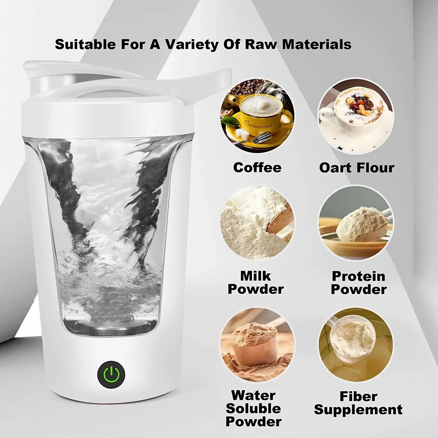 PowerMix™ Electric Protein Shaker – 450ml Portable Blender Cup
