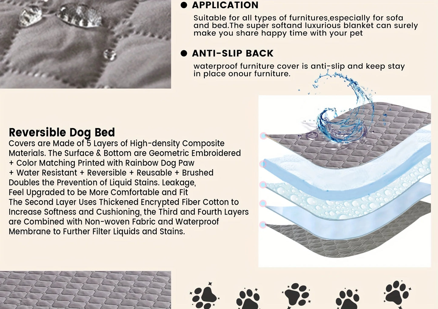 CleanPaws™ – Waterproof Dog Bed & Couch Protector Blanket