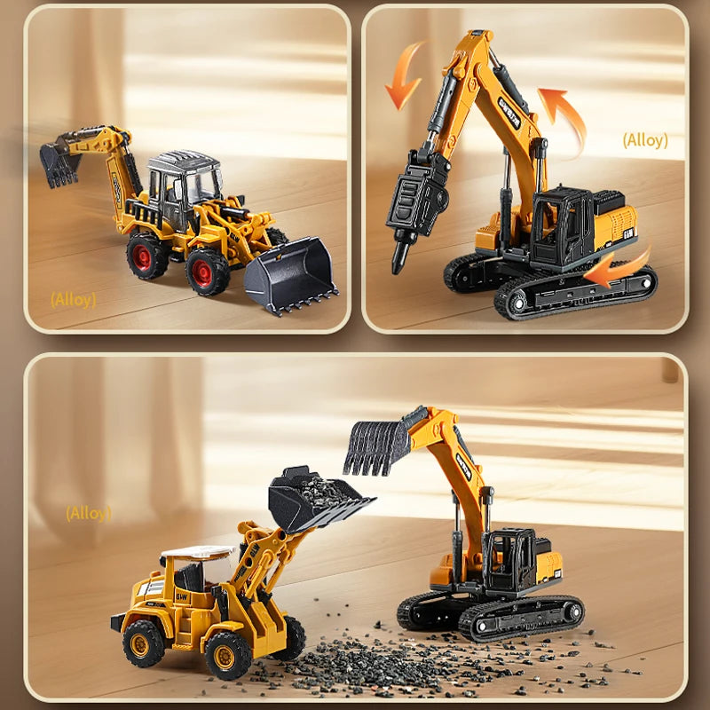 TinyConstruct™ 🏗️ – Mini Metal Construction Vehicles Toy Set
