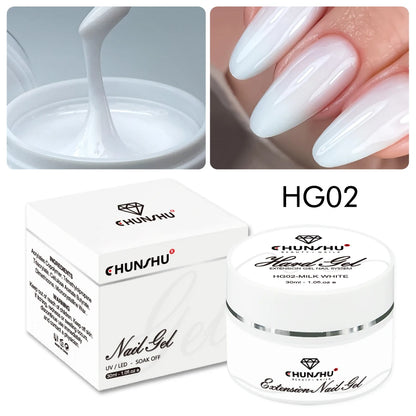 NailLuxe™ 🥛🧱 – 30ML Milky White Hard Gel for Nail Extensions & Reinforcement