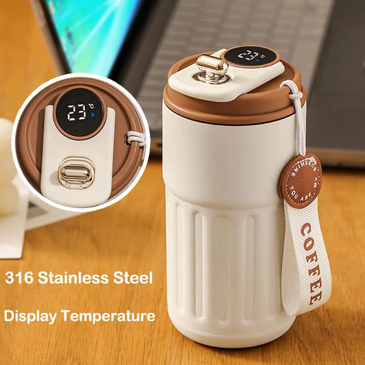 TempSense™ Smart Thermos Bottle – 450ml Stainless Steel Thermal Mug