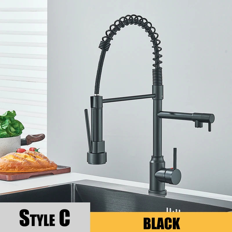 JetStream™ Pro Kitchen Faucet – Hot & Cold Black Tap with 360° Rotation