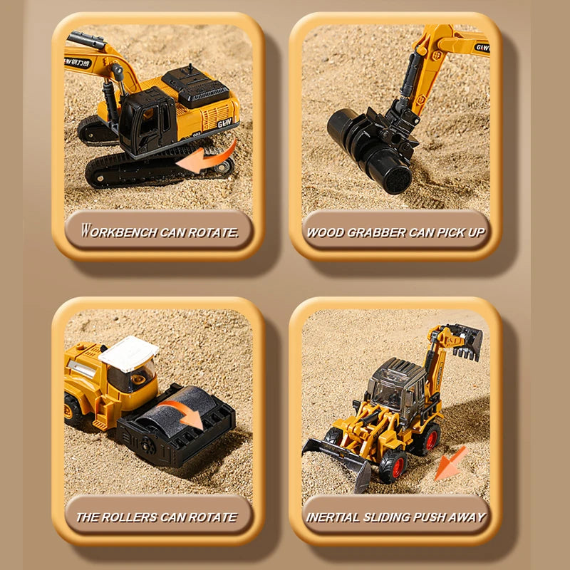 TinyConstruct™ 🏗️ – Mini Metal Construction Vehicles Toy Set
