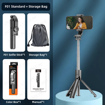 📸💡 FlexiClick™ Wireless Selfie Stick & Tripod Stand with LED Fill Light