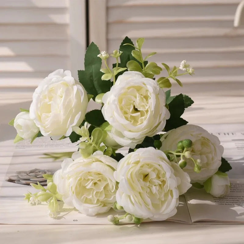 RoseBliss™ – 30cm Peony Silk Bouquet for Weddings & Home Décor