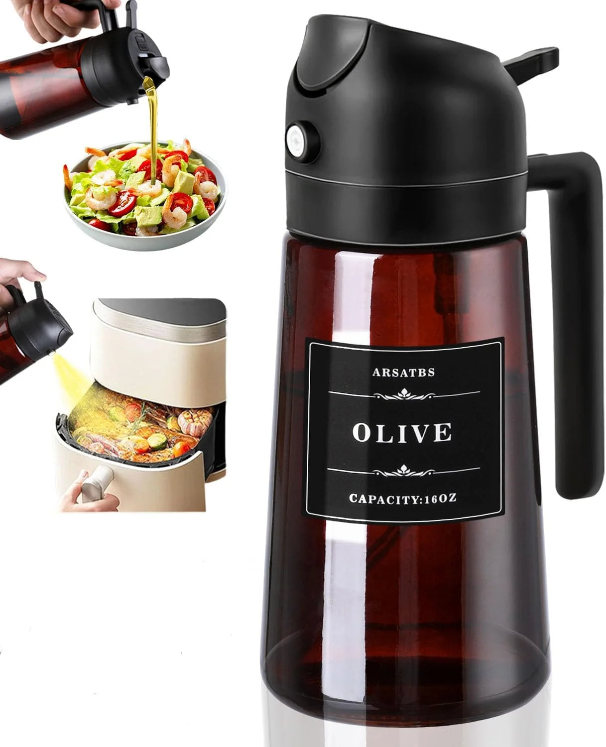 OilEase Pro™ 🫒 – Leakproof 2-in-1 Olive Oil Bottle for Frying, Salads & BBQ