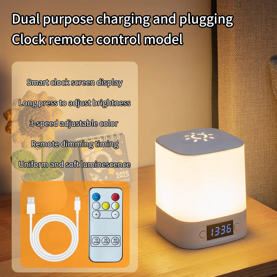 DreamGlow™ 🛌💡 – LED Bedside Clock Lamp with Touch Switch & Soothing Light Display