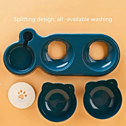 MeowMate™ – Ergonomic Cat Feeder with 3-in-1 Bowl & Gravity Water Bottle