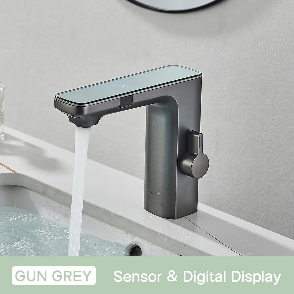 AquaSense Pro™ – Touchless Bathroom Faucet with Smart Display