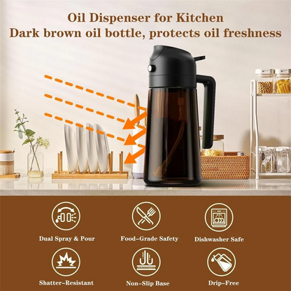 OilEase Pro™ 🫒 – Leakproof 2-in-1 Olive Oil Bottle for Frying, Salads & BBQ