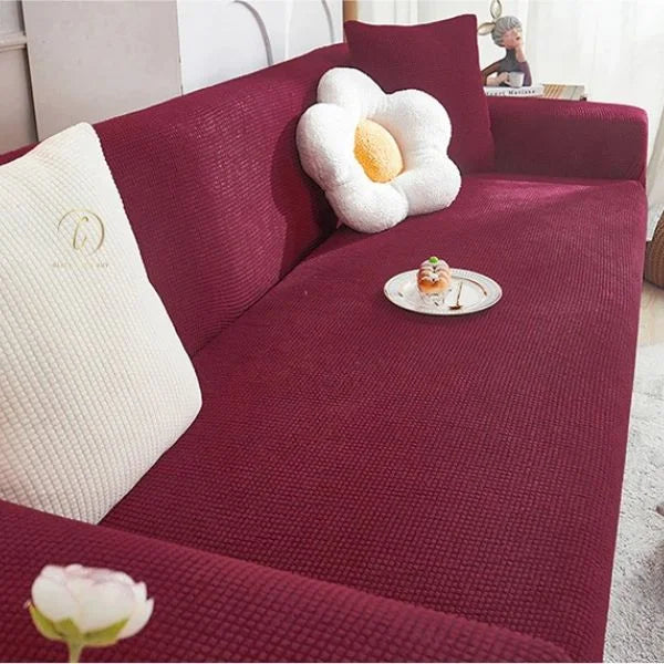 UK Sofa Covers | Elastic Jacquard Fabric Sofa Cover Wine
