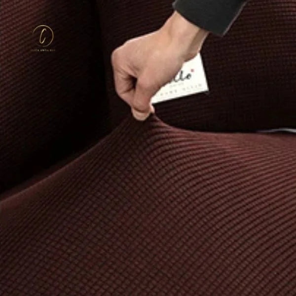 UK Sofa Covers | Elastic Jacquard Fabric Sofa Cover Dark Brown